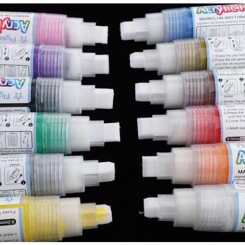 12 Color Waterbased Acrylic Paint Pen Marker Pen For Body Painting, Graffiti