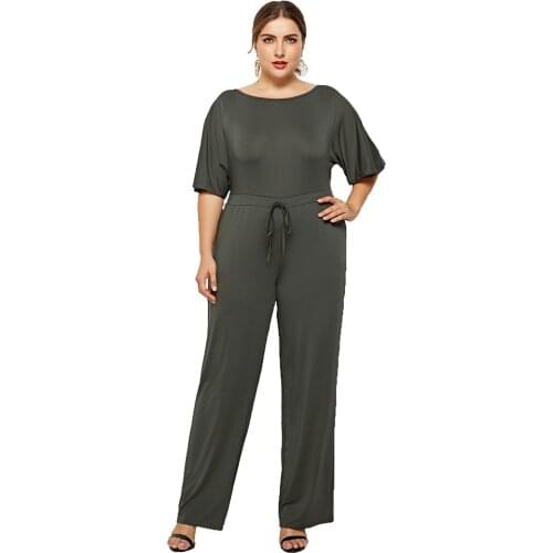 2019 New Women Long Maxi Rompers Jumpsuit Full Length Straight Loose Casual Pants Sexy OL Rompers Overalls 3XL Plus Size