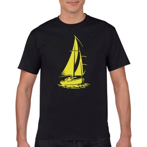 2021 brand clothing fashion fun yacht boat ocean wave leisure loose handsome short sleeve o-neck cotton mens T-shirt