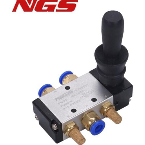 4H210-08 4H310-10 4H410-15 2 Position 5 Port Hand Lever Operated Control Pneumatic Manual Valve w Muffler and Quick Fitting