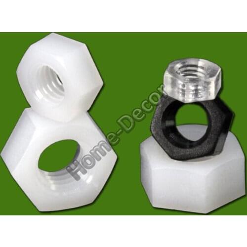 50 PCS Nynol M2 to M12 Black/White/Transparency/ Plastic Nut, Insulator Plastic Nut/Hexagon Nut