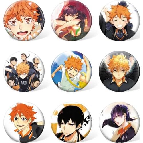 9pcs/set ) Haikyuu!! Cosplay Anime Badges Hinata Shoyo Colorful Brooch Kageyama Tobio Fashion Backpack Accessories