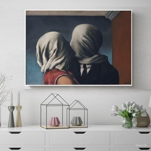 Abstract Artwork Reproduction Artist Magritte The Kiss Posters Prints Canvas Art Painting Wall Picture Modern Home Decor Artwork