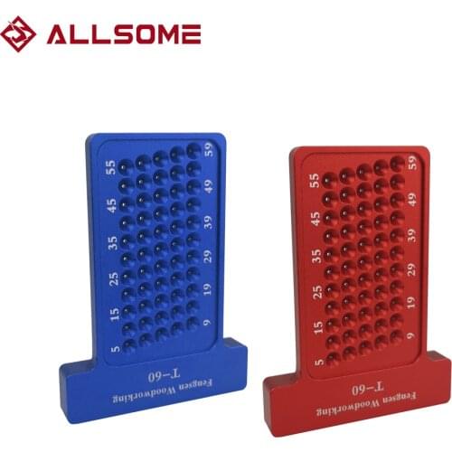 ALLSOME Aluminium Alloy T-60 Hole Positioning Metric Measuring Ruler 60mm Woodworking T-Squares Marking Ruler For Carpenter