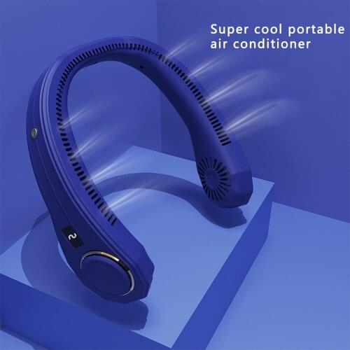 Hands Free Portable Digital Display Bladeless Neck Fan USB Rechargeable Mini Personal Fan Adjustable Speeds Neckband Fan
