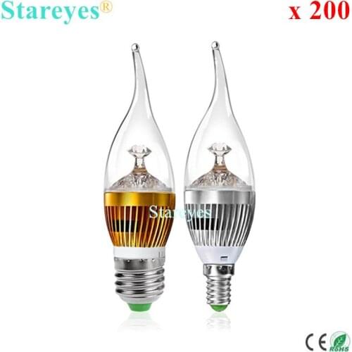 Free shipping 200 pcs Dimmable 3W 4W 5W E14 E27 LED flame Candle Bulb Ceiling chandelier led Spotlight lamp droplight light