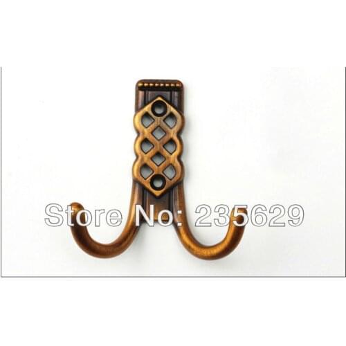 Free Shipping, copper alloy material clothes hook, Double Hooks types, Bathroom ,Kitchen and Wardrobe hook, anti-rust,fastness