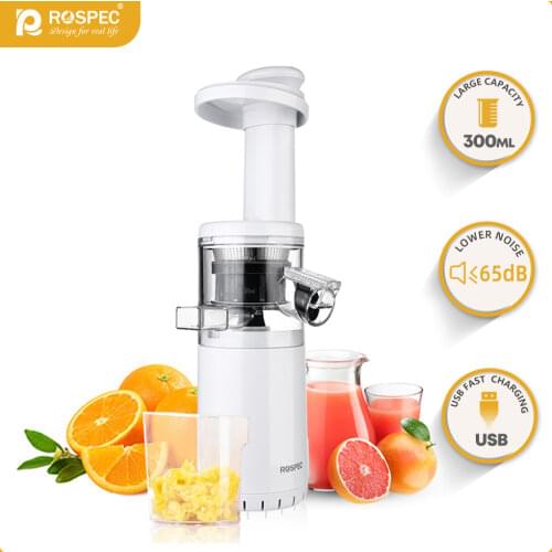 ROSPEC Wireless Electric Mini Slow Juicer USB Rechargeable Masticating Juicer Juice Extractor Portable For Fruit and Vegetable