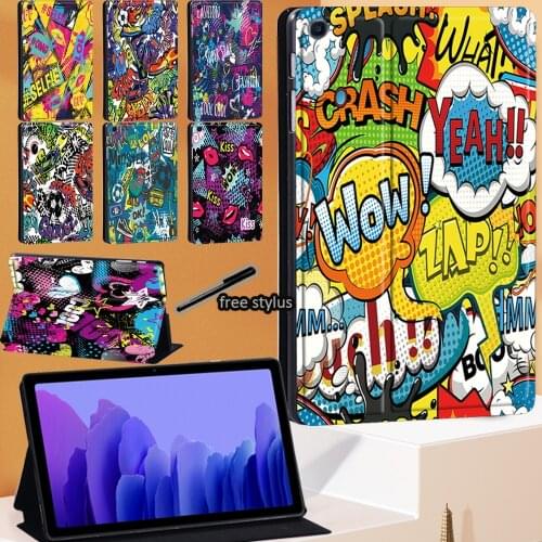 Tablet Case For Samsung Galaxy Tab A7 2020 10.4" T500 T505 Graffiti Art Series Pattern Hard Shell Stand Cover