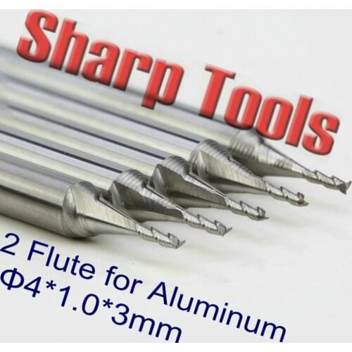 Precision 4*1.0*3mm 2 Flute Milling Cutter Aluminum Router Bits, Mini CNC Tools Solid Carbide End Mill Aluminium Cutter 10pcs