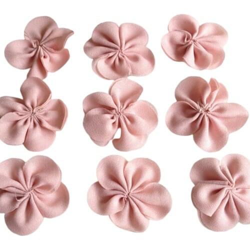 HL 20pcs 40mm Chiffon Ribbon Flowers Double Handmade Apparel Accessories Sewing Appliques DIY Crafts A643