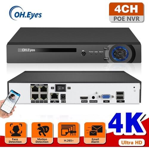 H.265 4K POE NVR Security IP Camera video Surveillance CCTV System ONVIF 4MP 5MP 8MP Network Video Recorder 4C
