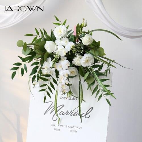 JAROWN Artificial White Butterfly Orchid Flower Row Wedding Flower Arrangement Table Flower Wall Mounted Series Customization