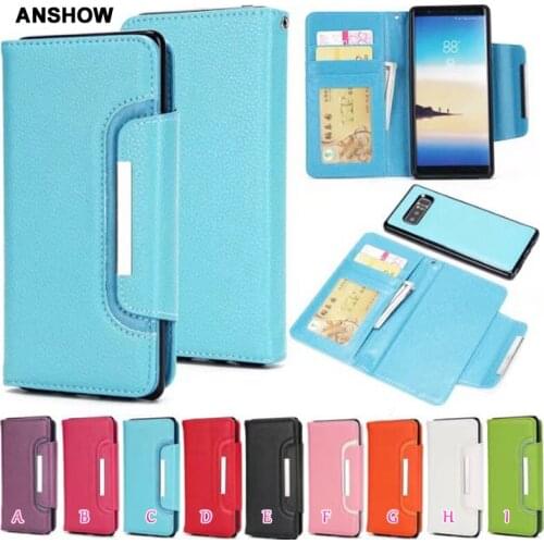 Leather Wallet Case Removable For iphone XR XS MAX X/8/7/Plus/6 Galaxy Note 9 S9 S8 2 in 1 Magnetic Flip Cover ID 25PCS