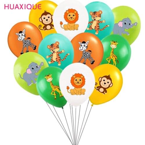 Jungle Animal Monkey Lion Tiger Latex Balloons cake toppers Birthday Party Decorations Kids 1st Baby Shower Baby Shower Boy