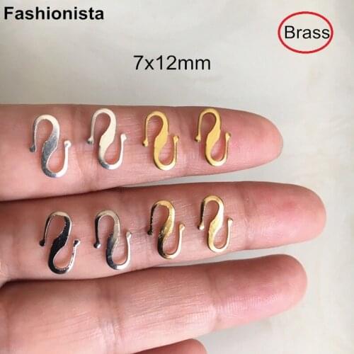 50 pcs Brass Jewel Connectors 7x12mm "S" shaped Clasp For Necklace,Silver/Gold/Steel Color,Brass Bracelet Links,Thick Good Metal