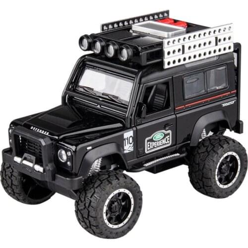 1:32 scale orv diecast car big wheels Land Defender Rover 110 monsters metal model with light and sound pull back vehicle toy