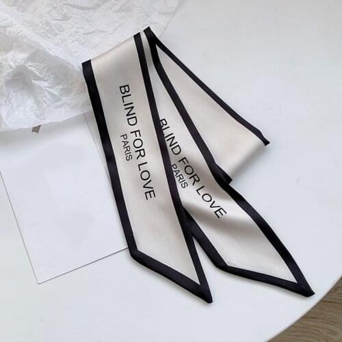 Multifunction Letter Silk Hair Ties Women Girl Letters Blind for Love Silk Scarf Hair Accessories for Gift Party