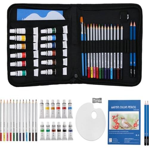 31Pcs Painting Set Watercolors Pencils + Watercolors Pigment, Professional Water Color Pigment and Pencil for Sketch Painting