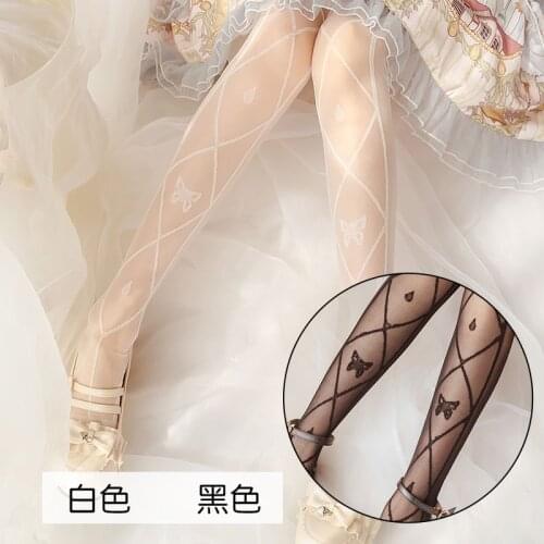 Seal butterfly Lolita Kawaii Stockings thin Lolita Sweet Thigh socks Young Girl Student Over Knee socks Preppy Style Cosplay