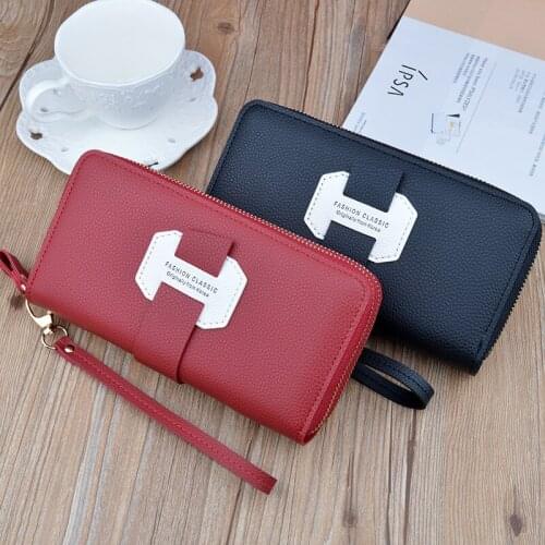 New Women Hand Clutch Wallet Ms Lady Long Double Zip Coin Purse Mom Double-layer Large Capacity Litchi Pattern Phone Bag