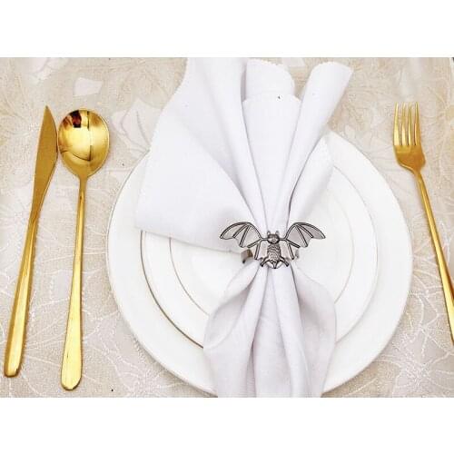 Hotel Halloween Silver Bat Metal Napkin Buckle Napkin Ring Napkin Buckle Halloween Kitchen Decoration Festivel Supplies