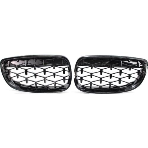 Pair of Front Grille Diamond Meteor fit for BMW E92 E93 3 Series Coupe 2006-2009 Shiny Black
