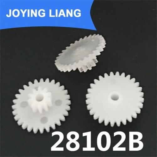 28102B 0.5M Plastic POM Gear Diameter 15mm 28 Teeth + 10 Teeth Two Layer Gear 2.05mm Hole DIY Toy Parts Accessories