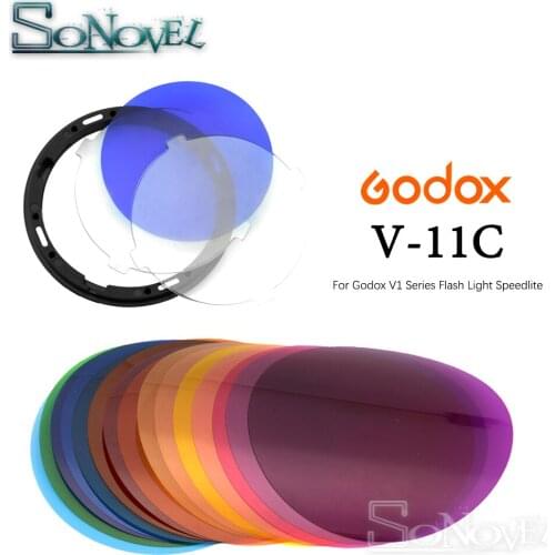 Godox AK-R16 Magnetic Mount Diffuser Plate with V-11C V11C Color Effect Gel Set for Godox V1 Series Flash Light Speedlite