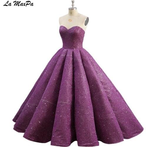 Stunning Purple Glitter Fabric Big Skirt Royal Prom Dress CMT51