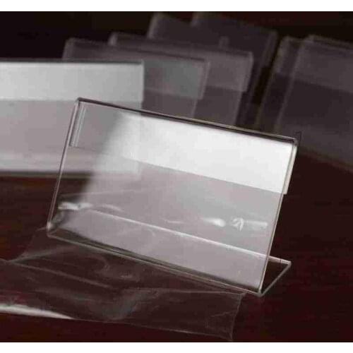 Clear Plastic Desk Sign Label Acrylic Label Holder Stand Frame Frame Price Tag Display Paper Card Holders Desk Sign Display