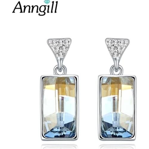 Wedding Jewelry 100% Crystals from Swarovski Drop Earrings For Women Geometric Square Brincos Dangle Earrings Birthday Gift