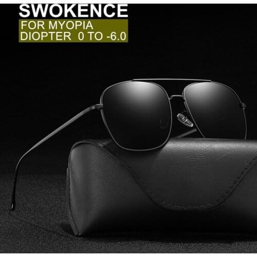 SWOKENCE High Grade Myopia Sunglasses Women Men Fashion Alloy Frame Polarized Or UV400 Lens Shortsighted Spectacles Outdoor SA15