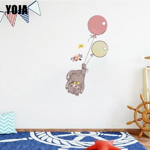 YOJA 22.5×61.8CM Cute Balloon Bear Funny Cartoon Home Decoration Bedroom Wall Stickers 8WS0386