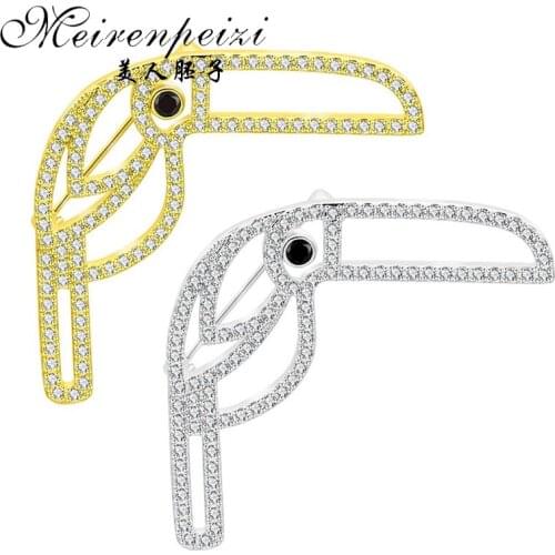 Meirenpeizi Fashion Rhinestone Woodpecker Bird Brooches For Women Vintage Colorful Enamel Lapel Pins for Clothes Jewelry