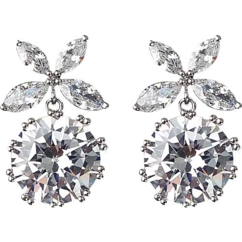 REETI Zircon flower Earrings 925 Sterling Silver Earrings for Women Statement Jewelry Brincos Pendientes bijoux