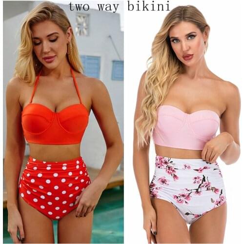 Womens Swimsuit Push Up Swimwear 2021 High-Waisted Two Piece Swimsuit Beach Swimwear Bathing Suit Separate Swimsuit Bikini Set