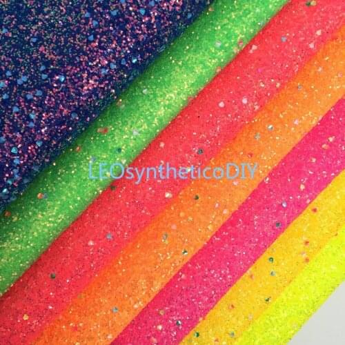 1PC 21X29CM Glitter Fabric, Chunky Glitter Leather, Neon Glitter Leather Sheets For Making Bows LEOsyntheticoDIY T534