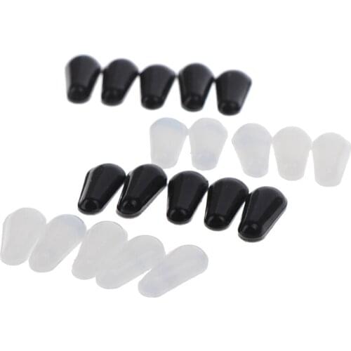 10pcs=5Pairs Clear/Black Water Drop Silicone Non-Slip Nose Pads Anti-Skid Pad For Glasses -Reading/Myopia/Presbyopia Glass/Plate