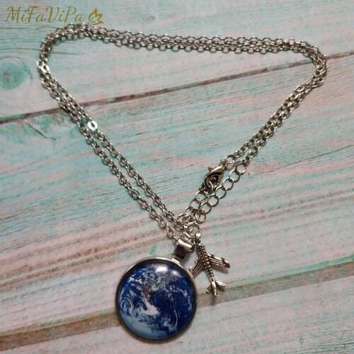 10 PCS Time Gem Necklace Sliver Alloy Glass Plane Pendant Necklace Classic Handmade Jewelry for Men Women Friend Travel Gifts