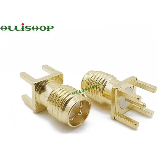 2Pcs End Launch RP SMA Female Plug Connector PCB Panel Mount Plug Brass RF Clip Edge Adapter RF Adapter Vertical Thru Hole