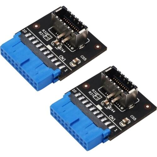2 Pcs USB Header Connector USB 3.1 Front Panel Socket Type-E to USB 3.0 Blue 20Pin Header Socket for Motherboard
