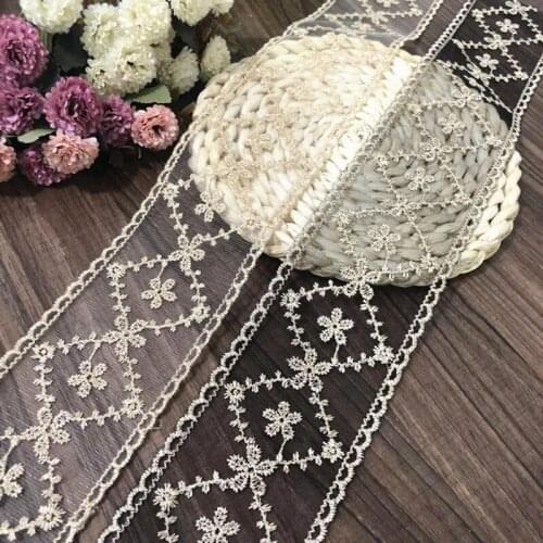2yards Gold Lace Ribbon Trim Fabric DIY Embroidered White Net Cord for Sewing Decoration Lace Fabric Headwear Bouquet Decoration