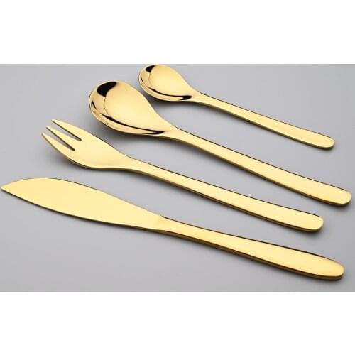 4Pcs Flatware Cutlery Set Gold Dinnerware 304 Stainless Steel Spoon Fork Knife Kitchen Western Dinner Silverware Tableware Gift