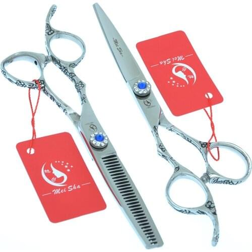 6.0" Plum Handle Left Hand Dog Scissors Japan Steel Pet Grooming Shears Animal Hair Cutting Thinning Shear Barbers Tools A0126A