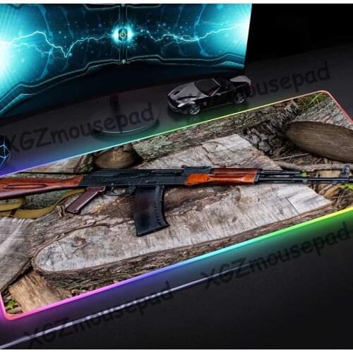 XGZ Military Submachine Gun Pattern HD Large RGB Mouse Pad Black Lock Edge Custom Office Computer Desk Mat Rubber Non-slip Xxl