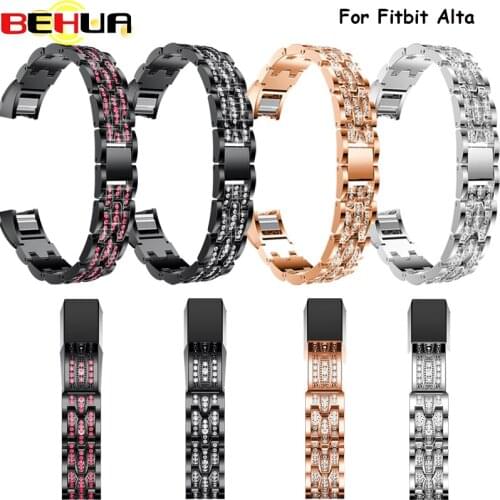 Crystal Stainless Steel watch Band Strap Rhinestones wrist strap watchbands bracelet For Fitbit alta smart watch wristbands