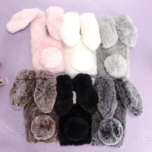 Rabbit Fur Cases For Samsung Galaxy A7 2018 A6 Plus A8 S9 S8 Plus Note 9 8 A9 Star Lite A5 2016 A3 2017 S7 Edge S6 A9S A6S Cover