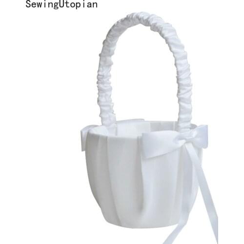 Flower Romantic Bowknot Wedding Ceremony Party Rose Flower Girl Makeup Gift Basket Storage for Girl Wedding Party Supplies