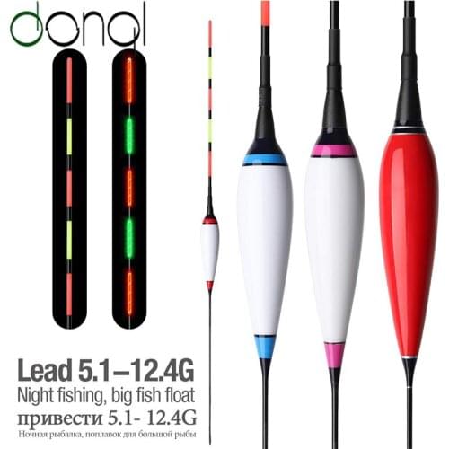 DONQL Nano LED Luminous Fishing Buoy Bold Tail Buoy Day And Night Eye-Catching With Battery x2 High Quality Fishing Accessories
